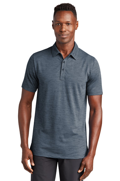 TravisMathew TM1MW451 Mens Auckland Slub Wrinkle Resistant Short Sleeve Polo Shirt Blue Nights Model Front