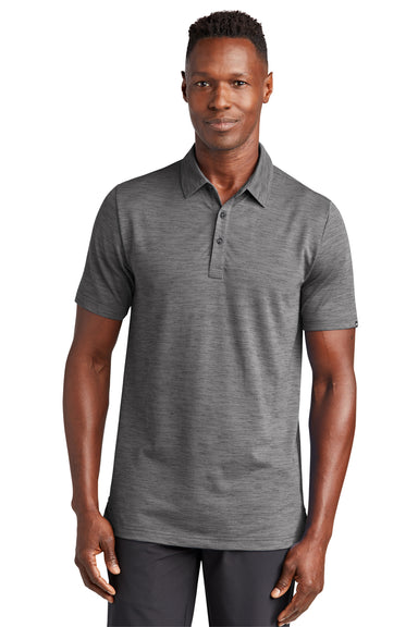 TravisMathew TM1MW451 Mens Auckland Slub Wrinkle Resistant Short Sleeve Polo Shirt Dark Grey Model Front