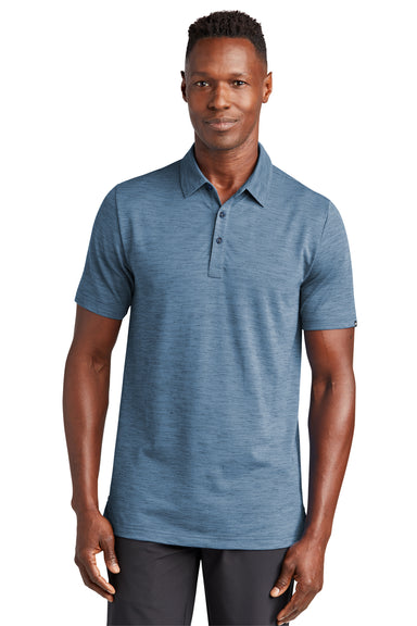 TravisMathew TM1MW451 Mens Auckland Slub Wrinkle Resistant Short Sleeve Polo Shirt Riviera Blue Model Front