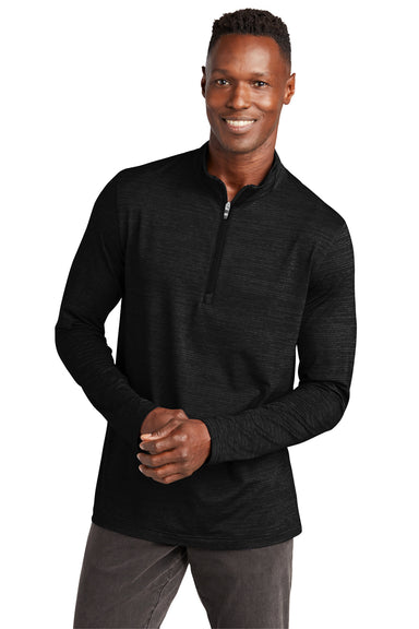TravisMathew TM1MW452 Mens Crestview 1/4 Zip Sweatshirt Black Model Front