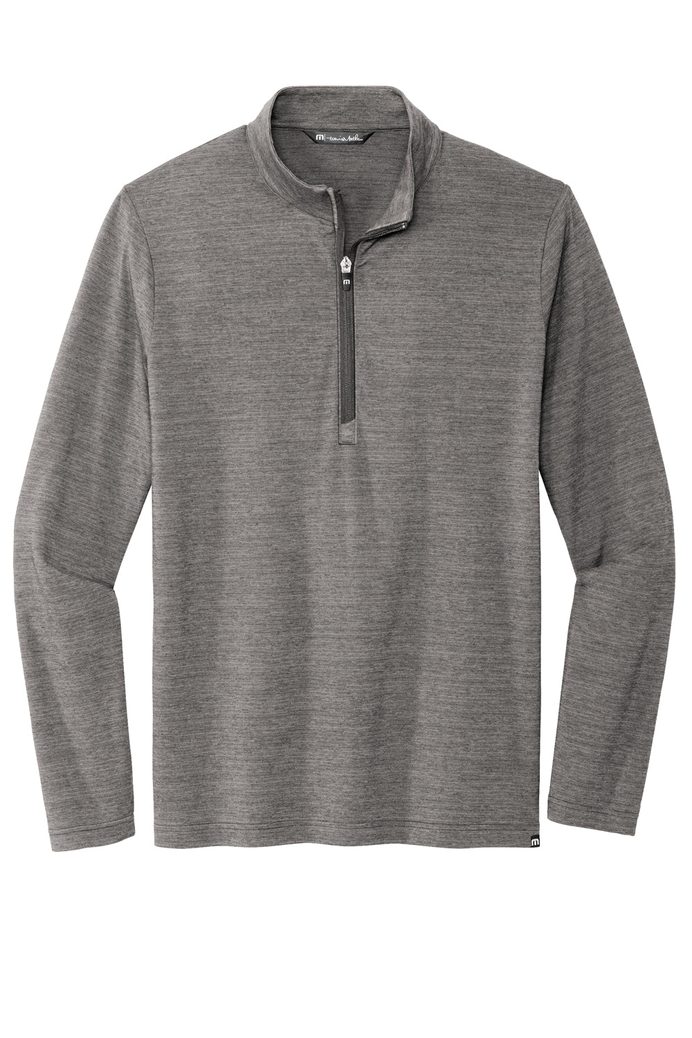 TravisMathew TM1MW452 Mens Crestview 1/4 Zip Sweatshirt Heather Grey Flat Front
