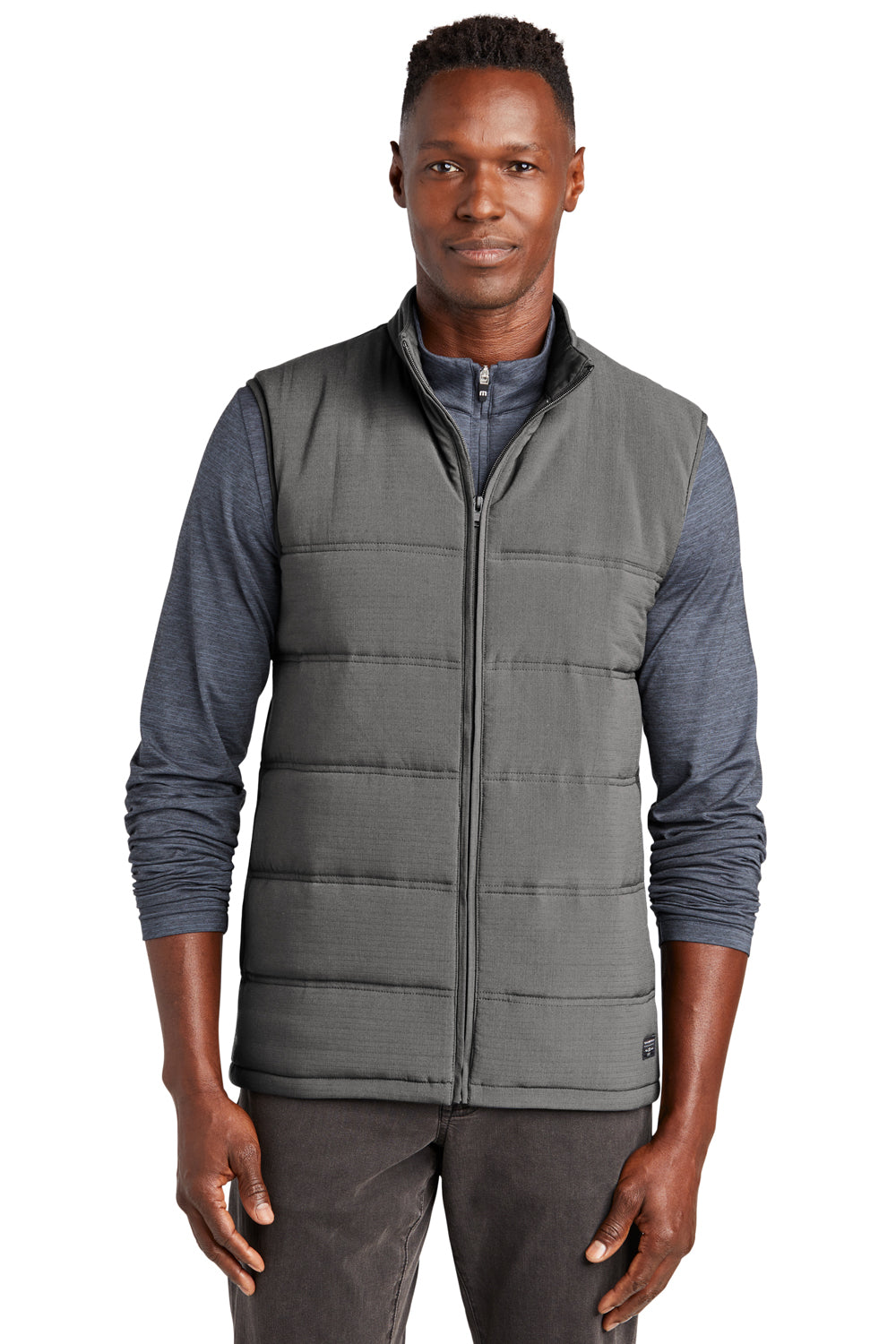 TravisMathew TM1MW453 Mens Cold Bay Full Zip Vest Quiet Shade Grey Model Front