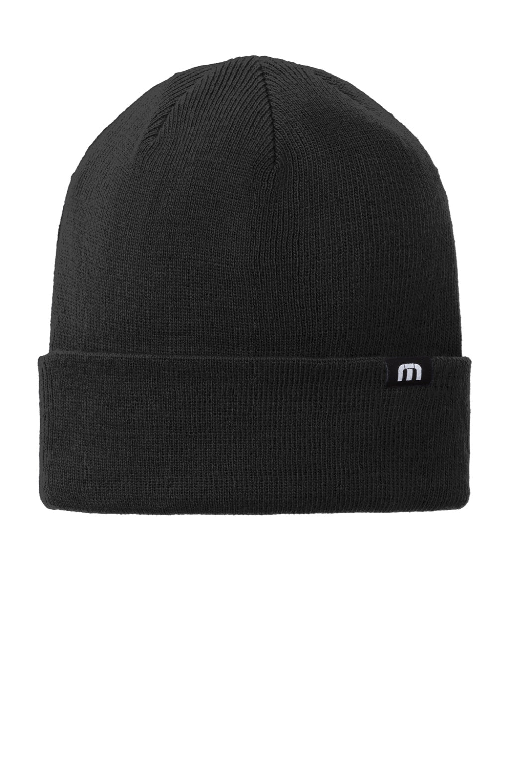 TravisMathew Hats TM1MY394 Unisex Solid Cuffed Beanie Black Flat Front