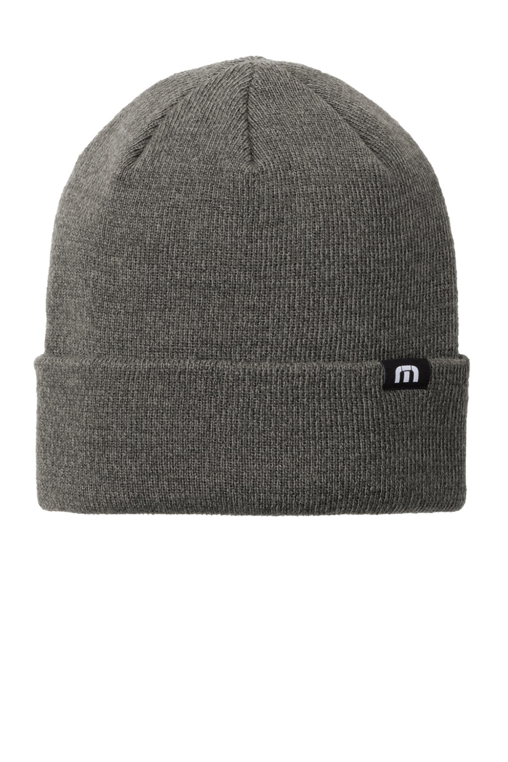 TravisMathew Hats TM1MY394 Unisex Solid Cuffed Beanie Heather Dark Grey Flat Front