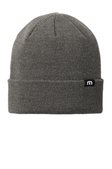 TravisMathew Hats TM1MY394 Unisex Solid Cuffed Beanie Heather Dark Grey Flat Front