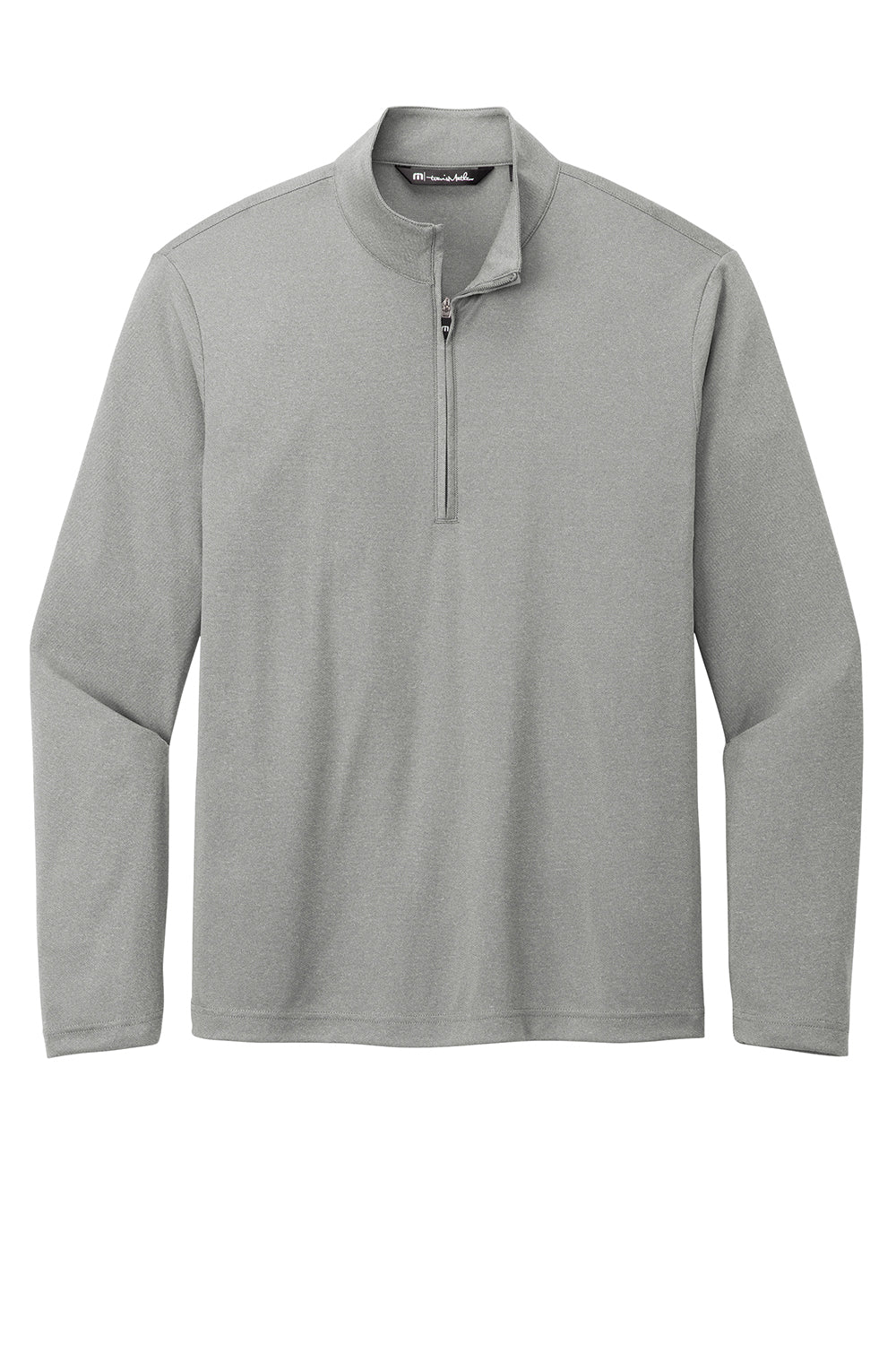 TravisMathew TM1MY397 Mens Coto Performance Wrinkle Resistant 1/4 Zip Sweatshirt Heather Quiet Shade Grey Flat Front