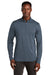 TravisMathew TM1MY397 Mens Coto Performance Wrinkle Resistant 1/4 Zip Sweatshirt Vintage Indigo Blue/Black Model Front