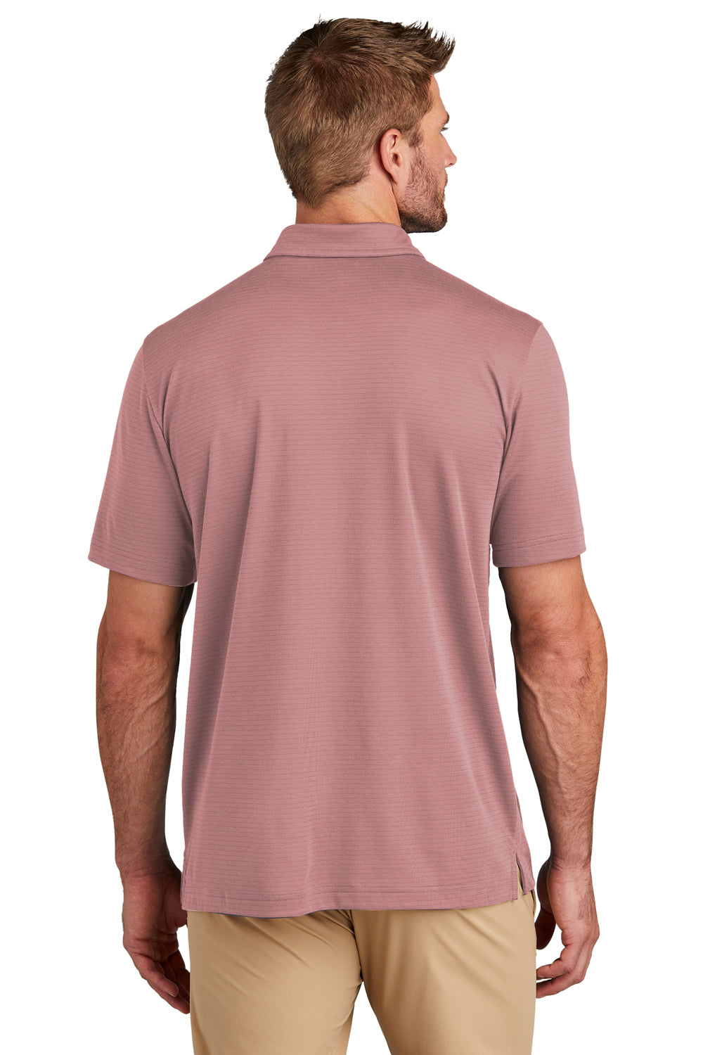 TravisMathew TM1MY399 Mens Bayfront Moisture Wicking Short Sleeve Polo Shirt Roan Rouge Model Back