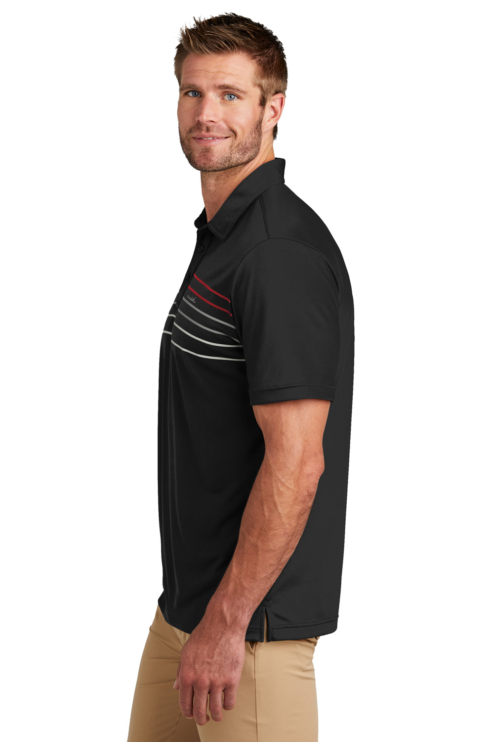 TravisMathew TM1MY400 Mens Coto Performance Wrinkle Resistant Short Sleeve Polo Shirt Black Model Side