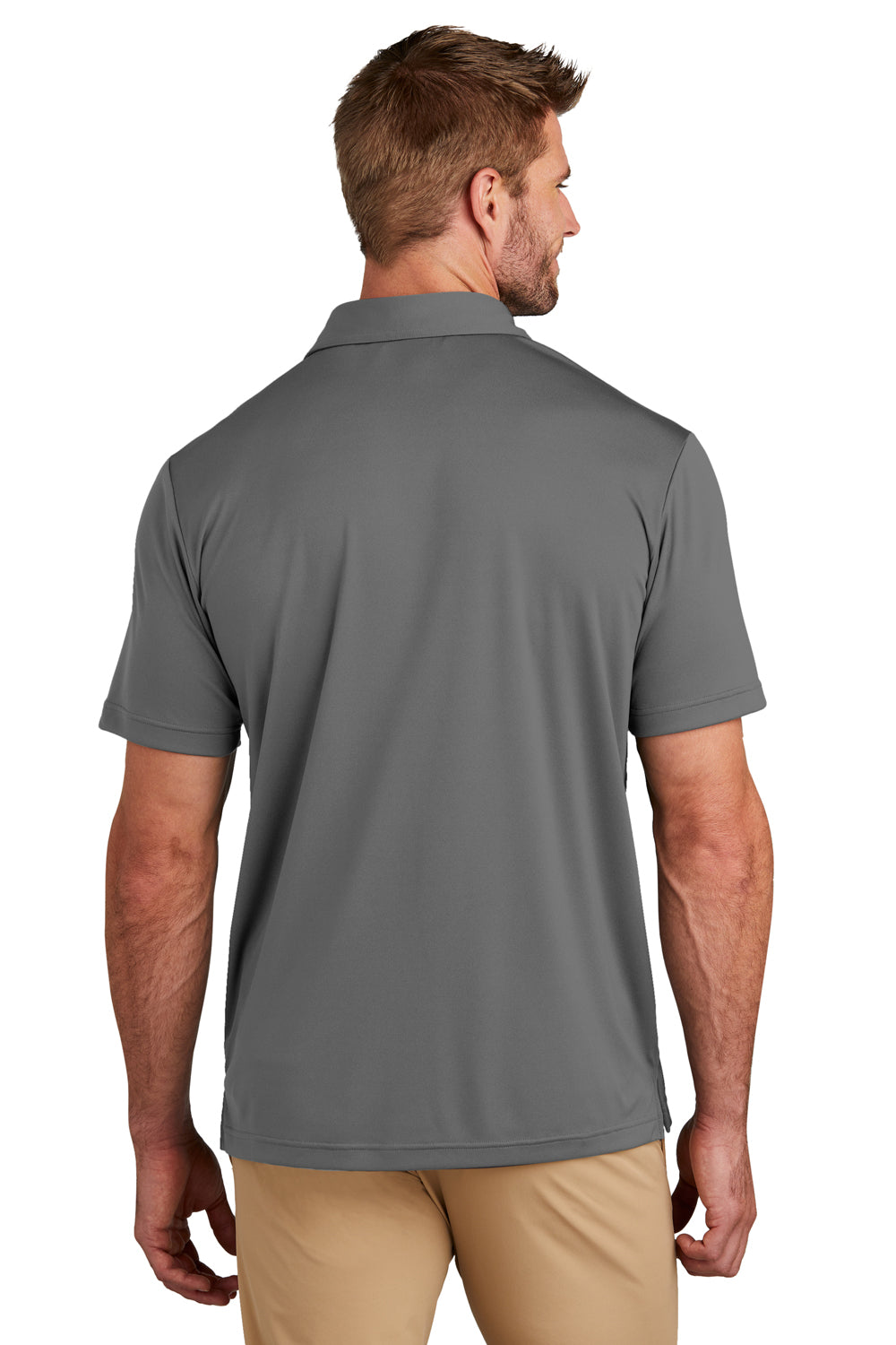 TravisMathew TM1MY400 Mens Coto Performance Wrinkle Resistant Short Sleeve Polo Shirt Dark Grey Model Back
