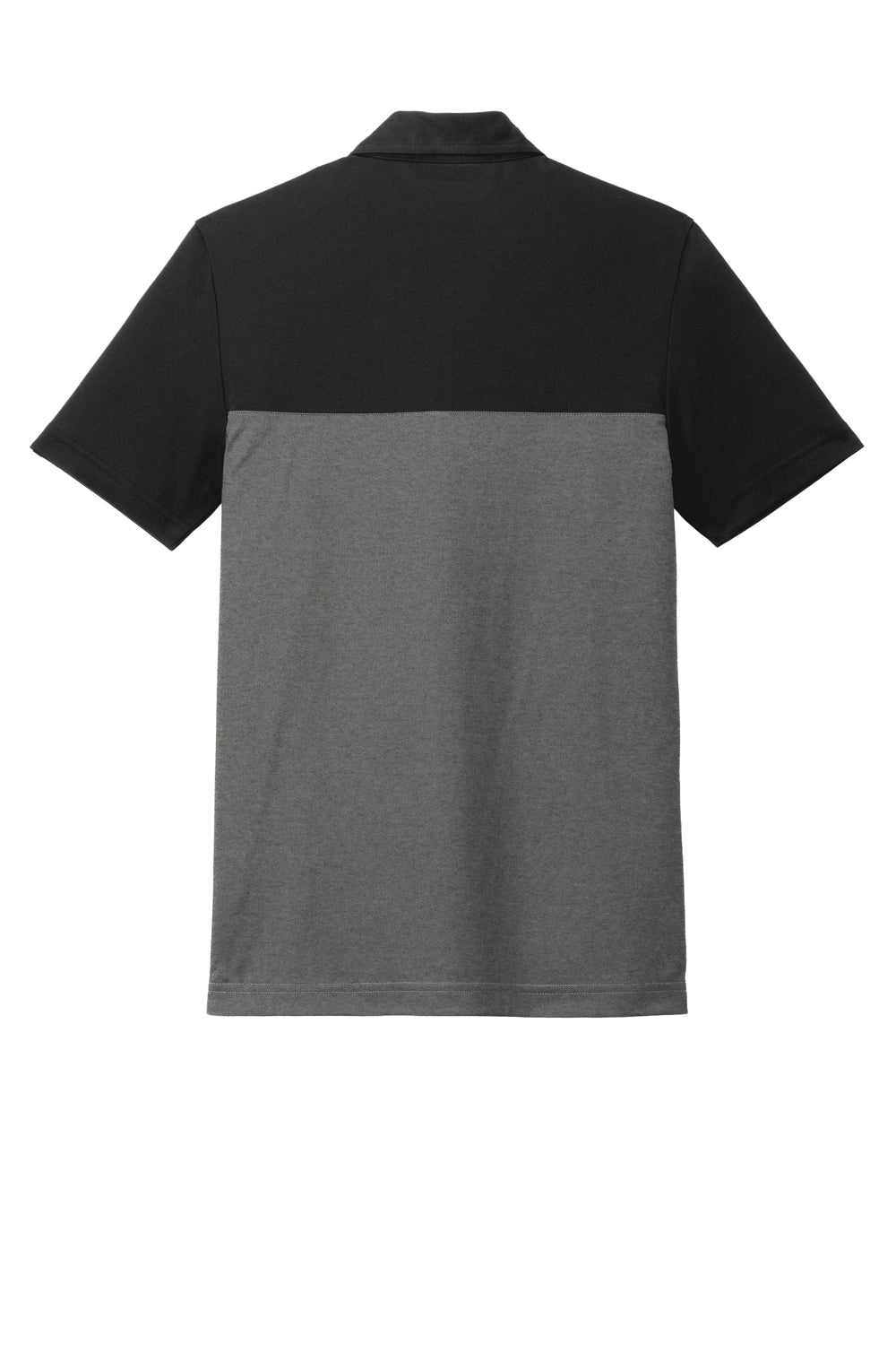 TravisMathew TM1MY401 Mens Sunset Blocked Wrinkle Resistant Short Sleeve Polo Shirt Black/Heather Dark Grey Flat Back