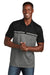 TravisMathew TM1MY401 Mens Sunset Blocked Wrinkle Resistant Short Sleeve Polo Shirt Black/Heather Dark Grey Model Front
