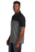 TravisMathew TM1MY401 Mens Sunset Blocked Wrinkle Resistant Short Sleeve Polo Shirt Black/Heather Dark Grey Model Side