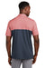 TravisMathew TM1MY401 Mens Sunset Blocked Wrinkle Resistant Short Sleeve Polo Shirt Heather Cardinal Red/Blue Nights Model Back