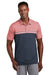TravisMathew TM1MY401 Mens Sunset Blocked Wrinkle Resistant Short Sleeve Polo Shirt Heather Cardinal Red/Blue Nights Model Front