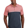 TravisMathew Mens Sunset Blocked Wrinkle Resistant Short Sleeve Polo Shirt - Heather Cardinal Red/Blue Nights