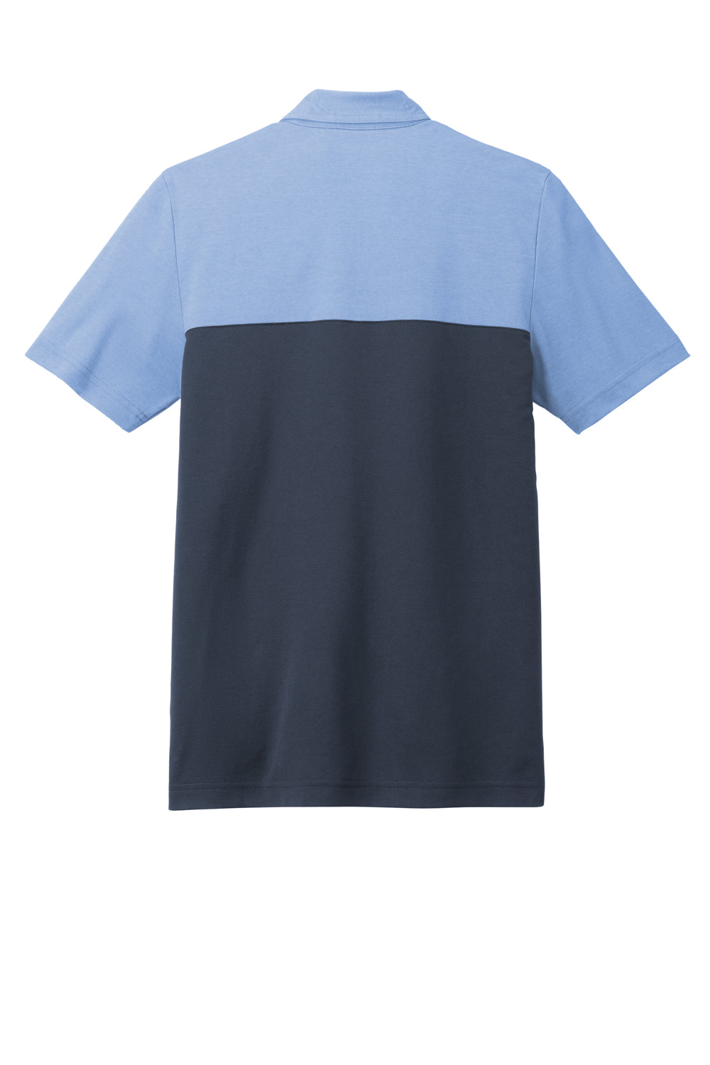 TravisMathew TM1MY401 Mens Sunset Blocked Wrinkle Resistant Short Sleeve Polo Shirt Heather Riviera Blue/Blue Nights Flat Back