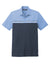 TravisMathew TM1MY401 Mens Sunset Blocked Wrinkle Resistant Short Sleeve Polo Shirt Heather Riviera Blue/Blue Nights Flat Front