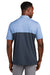 TravisMathew TM1MY401 Mens Sunset Blocked Wrinkle Resistant Short Sleeve Polo Shirt Heather Riviera Blue/Blue Nights Model Back