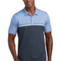 TravisMathew Mens Sunset Blocked Wrinkle Resistant Short Sleeve Polo Shirt - Heather Riviera Blue/Blue Nights