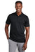 TravisMathew TM1MY403 Mens Oceanside Geo Wrinkle Resistant Short Sleeve Polo Shirt Black/Aegean Blue Model Front