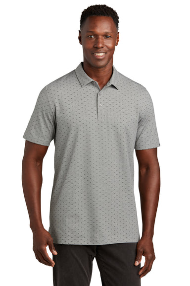 TravisMathew TM1MY403 Mens Oceanside Geo Wrinkle Resistant Short Sleeve Polo Shirt Heather Quiet Shade Grey/Dark Grey Model Front