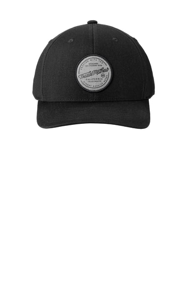 TravisMathew Hats TM1MZ334 Mens On Ice Patch Snapback Trucker Hat Black Flat Front