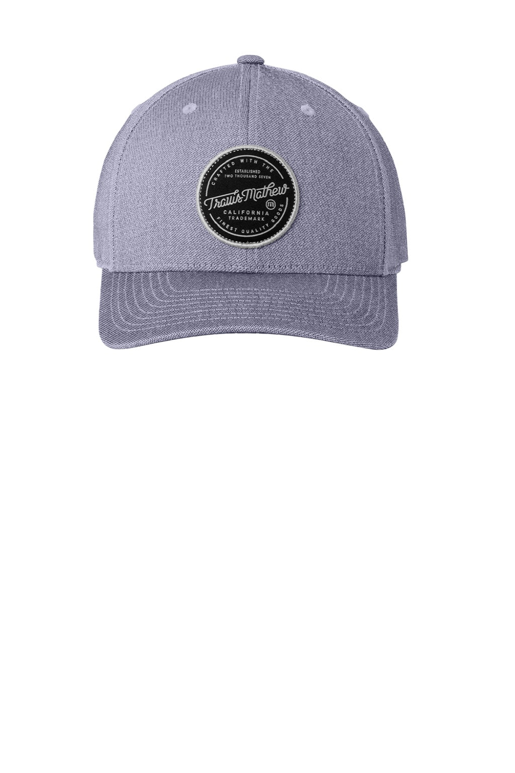 TravisMathew Hats TM1MZ334 Mens On Ice Patch Snapback Trucker Hat Heather Quiet Shade Grey Flat Front