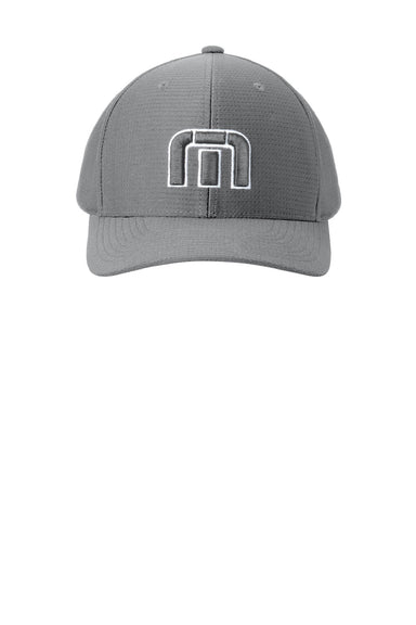 TravisMathew Hats TM1MZ335 Mens Front Icon Snapback Hat Quiet Shade Grey Flat Front