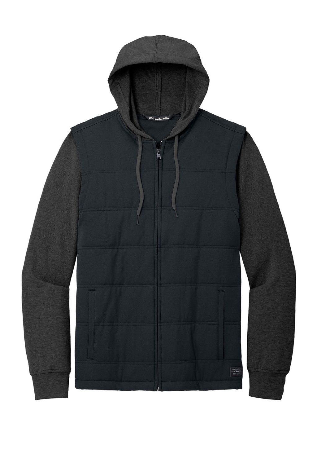 TravisMathew TM1MZ336 Mens Tides Up Wrinkle Resistant Full Zip Hooded Jacket Black/Heather Black Flat Front