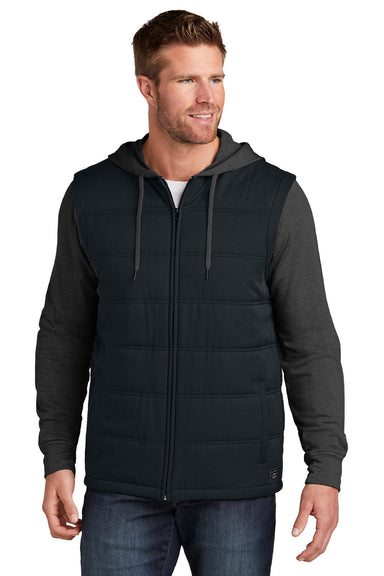 TravisMathew TM1MZ336 Mens Tides Up Wrinkle Resistant Full Zip Hooded Jacket Black/Heather Black Model Front