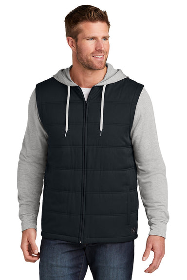 TravisMathew TM1MZ336 Mens Tides Up Wrinkle Resistant Full Zip Hooded Jacket Black/Heather Grey Model Front