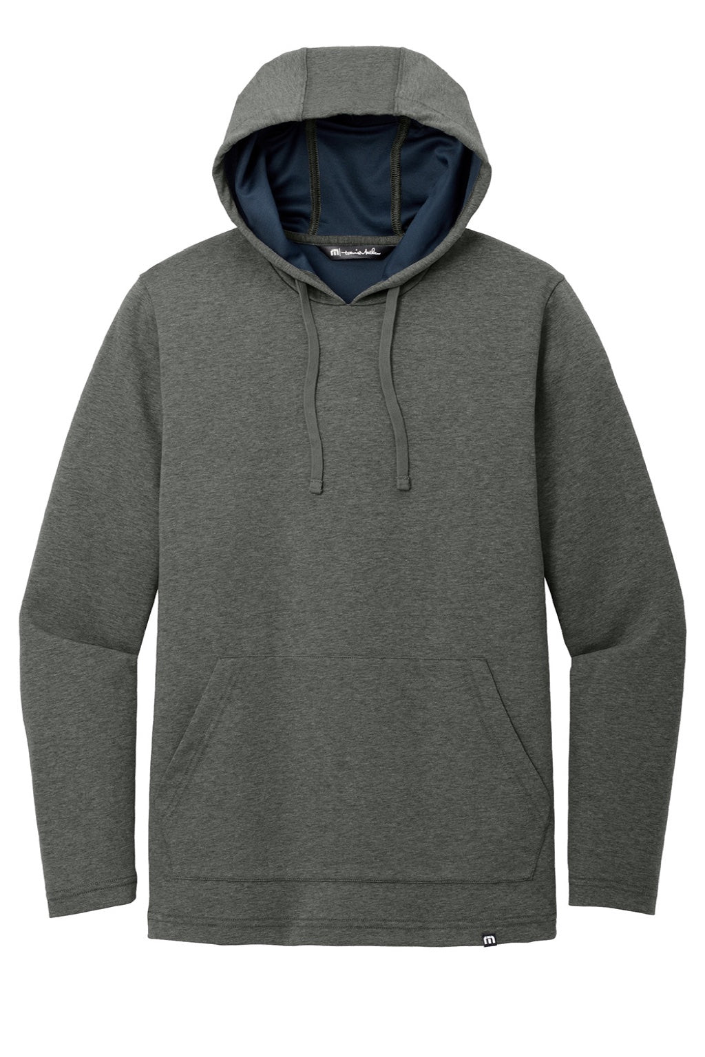 TravisMathew TM1MZ337 Mens Coveside Wrinkle Resistant Hooded Sweatshirt Hoodie w/ Pouch Pocket Heather Dark Grey Flat Front