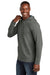 TravisMathew TM1MZ337 Mens Coveside Wrinkle Resistant Hooded Sweatshirt Hoodie w/ Pouch Pocket Heather Dark Grey Model Side
