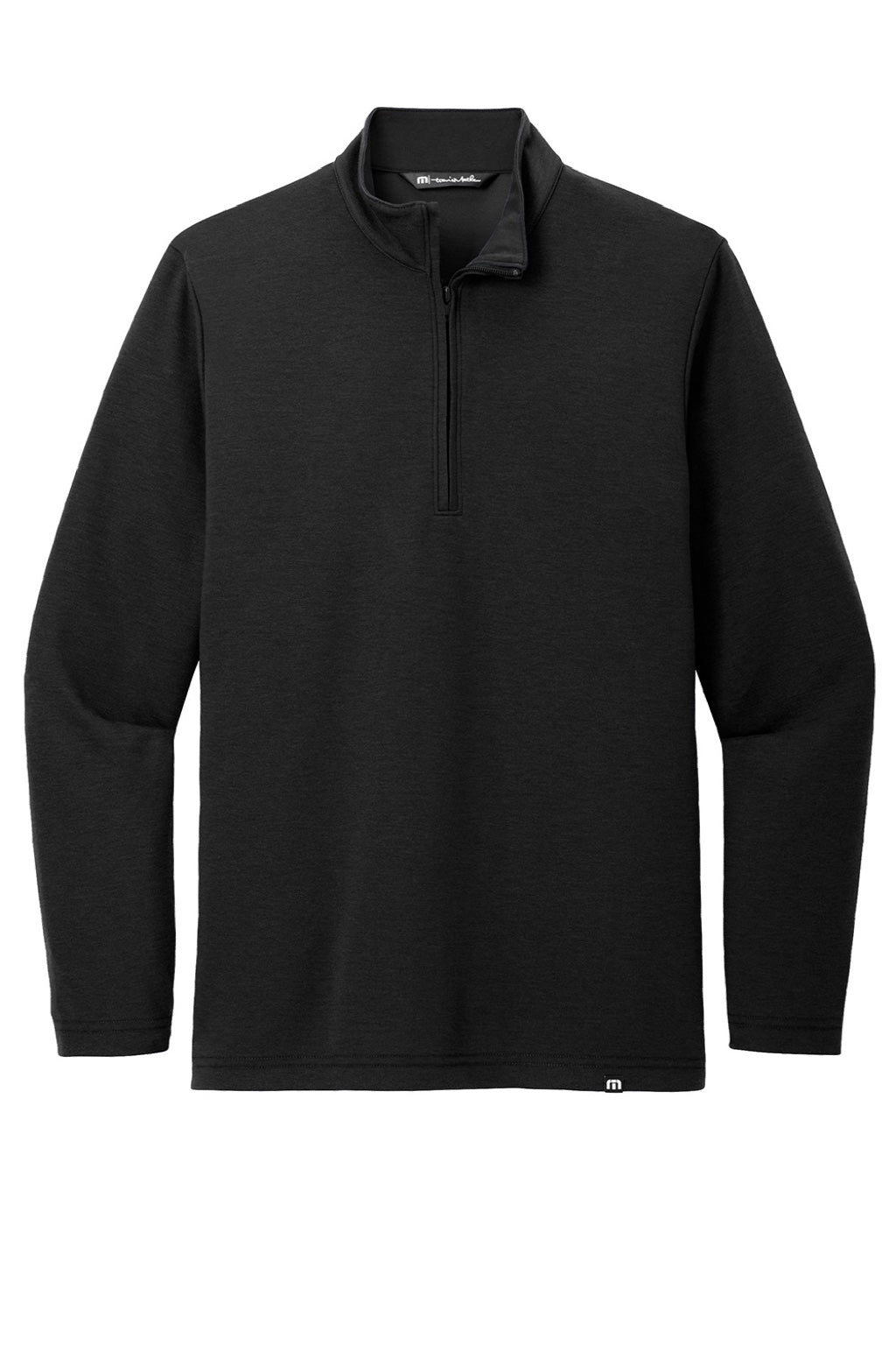 TravisMathew TM1MZ339 Mens Coveside Wrinkle Resistant 1/4 Zip Sweatshirt Black Flat Front
