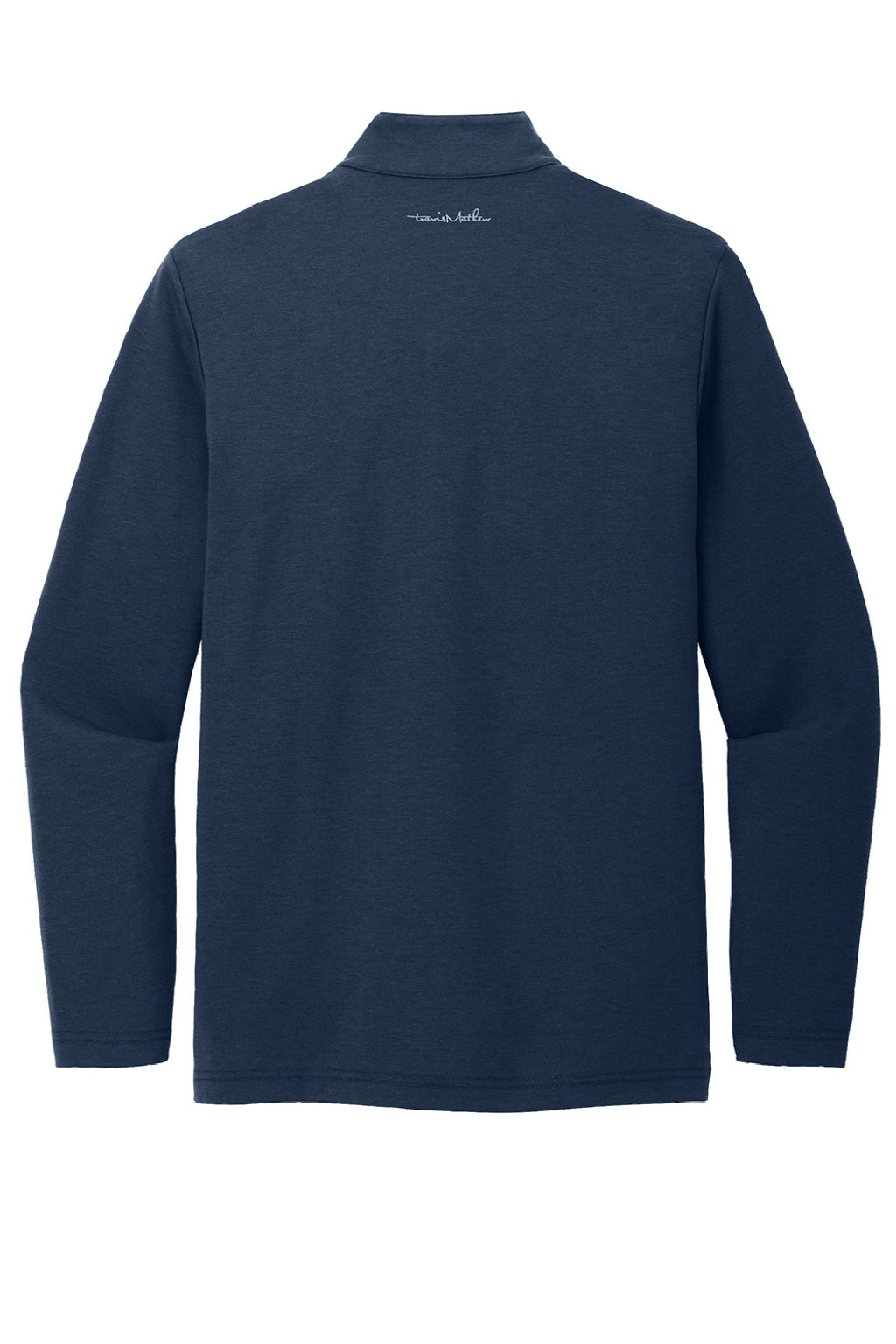 TravisMathew TM1MZ339 Mens Coveside Wrinkle Resistant 1/4 Zip Sweatshirt Night Blue Flat Back