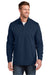 TravisMathew TM1MZ339 Mens Coveside Wrinkle Resistant 1/4 Zip Sweatshirt Night Blue Model Front