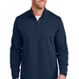 TravisMathew Mens Coveside Wrinkle Resistant 1/4 Zip Sweatshirt - Night Blue