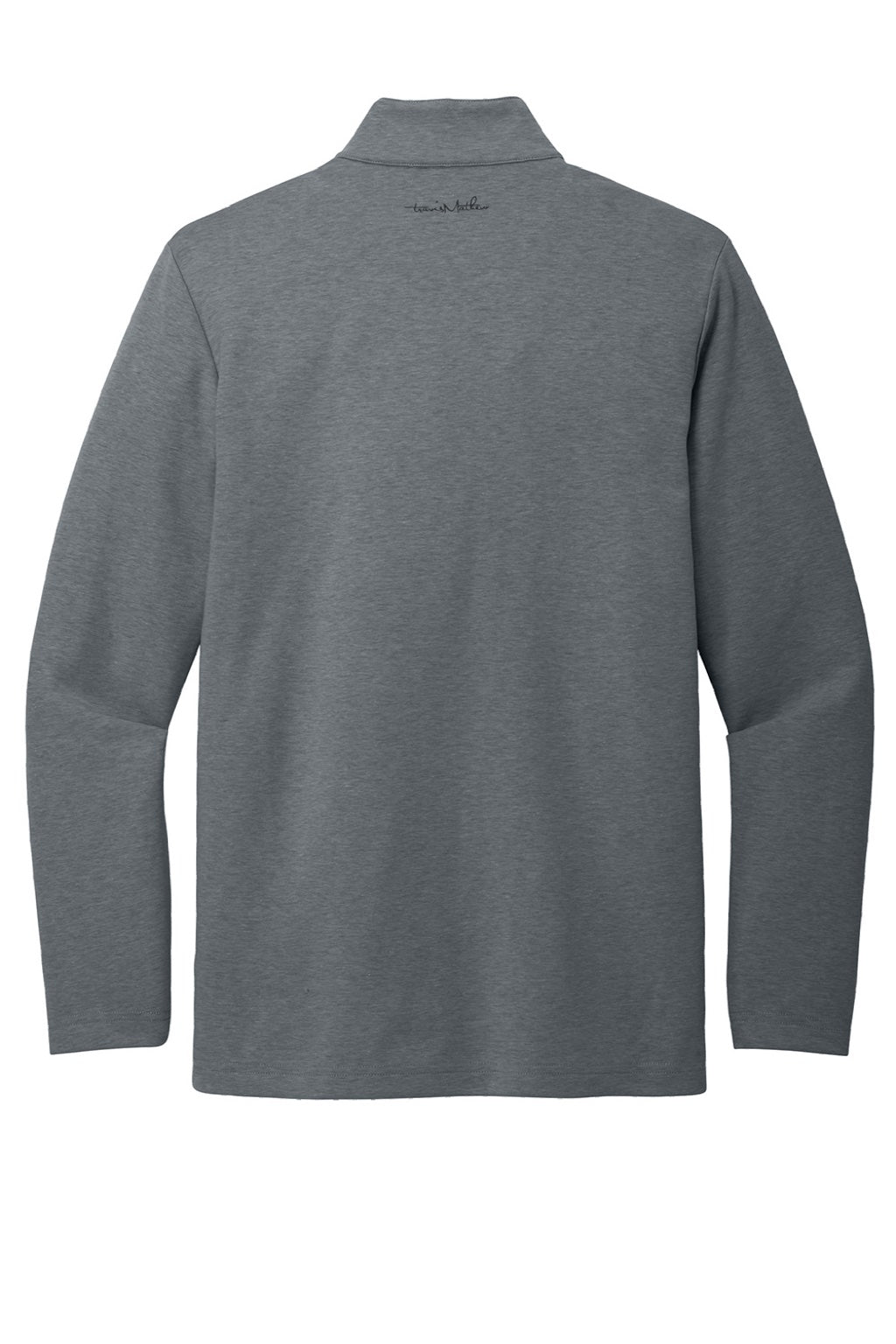TravisMathew TM1MZ339 Mens Coveside Wrinkle Resistant 1/4 Zip Sweatshirt Heather Dark Grey Flat Back
