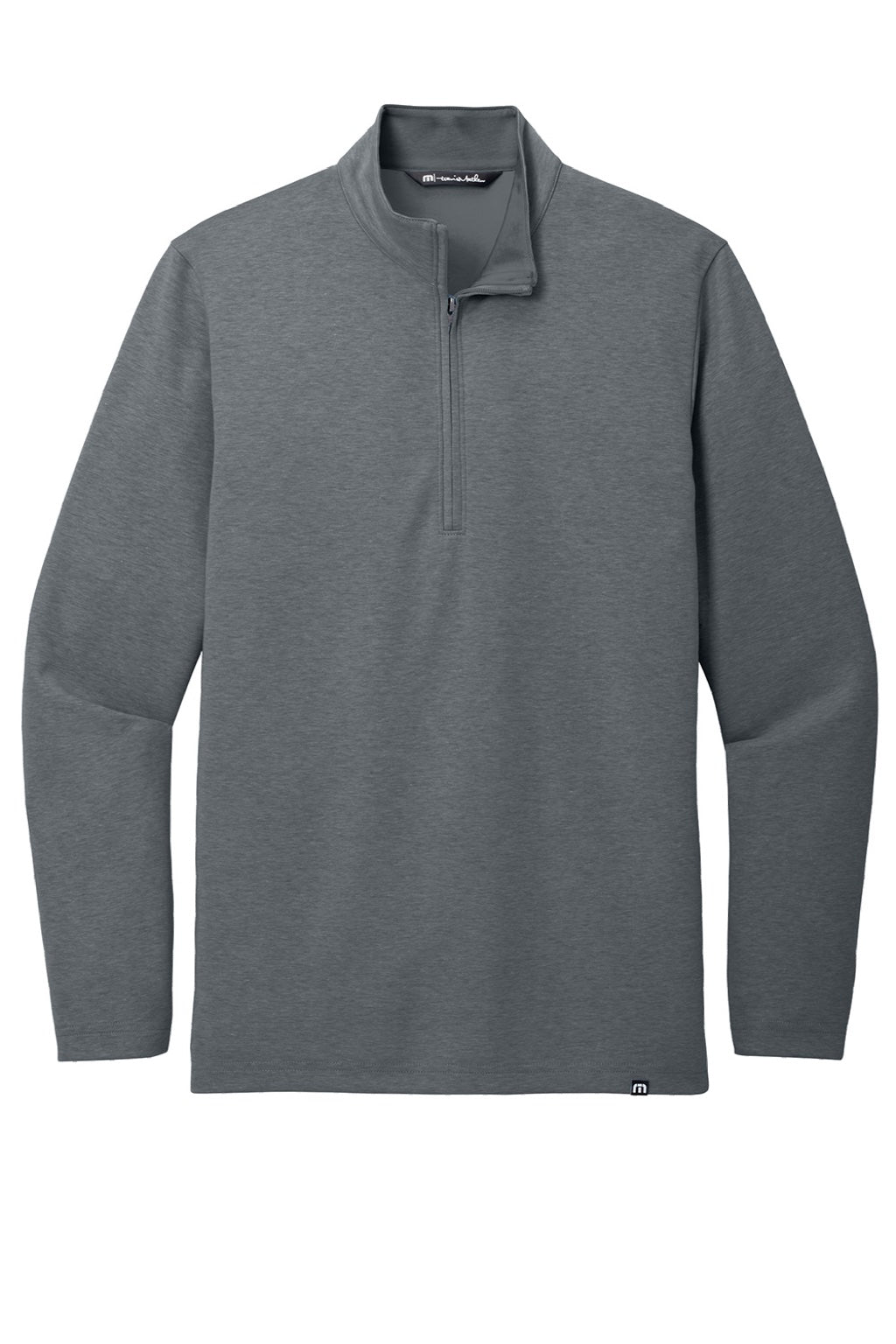 TravisMathew TM1MZ339 Mens Coveside Wrinkle Resistant 1/4 Zip Sweatshirt Heather Dark Grey Flat Front