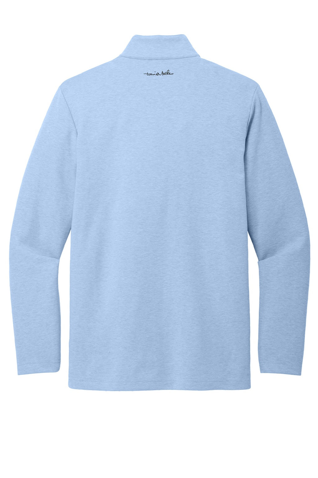 TravisMathew TM1MZ339 Mens Coveside Wrinkle Resistant 1/4 Zip Sweatshirt Heather Light Blue Flat Back