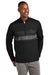 TravisMathew TM1MZ340 Mens Balboa Chest Stripe 1/4 Zip Sweatshirt w/ Pocket Black Model Front