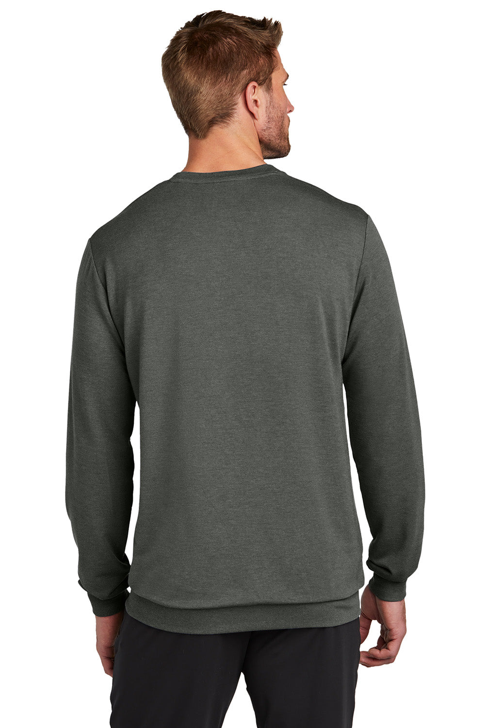 TravisMathew TM1MZ342 Mens Long Weekend Crewneck Sweatshirt Heather Dark Grey Model Back