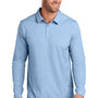 TravisMathew Mens Oceanside Moisture Wicking Long Sleeve Polo Shirt - Heather Allure Blue