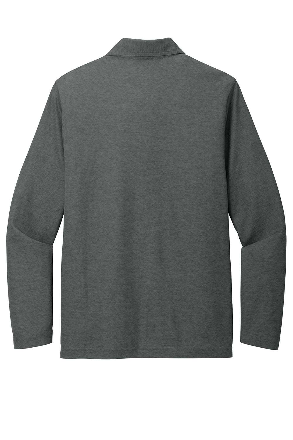 TravisMathew TM1MZ343 Mens Oceanside Moisture Wicking Long Sleeve Polo Shirt Heather Black Flat Back