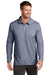 TravisMathew TM1MZ343 Mens Oceanside Moisture Wicking Long Sleeve Polo Shirt Heather Blue Nights Model Front