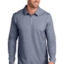 TravisMathew Mens Oceanside Moisture Wicking Long Sleeve Polo Shirt - Heather Blue Nights