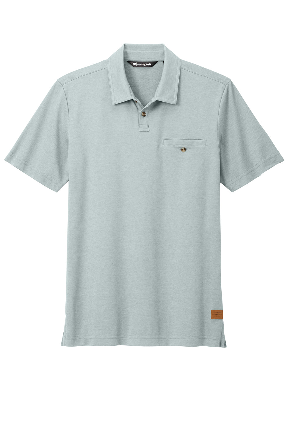 TravisMathew TM1MZ344 Mens Sunsetters Moisture Wicking Short Sleeve Polo Shirt w/ Pocket Heather Balsam Green Flat Front
