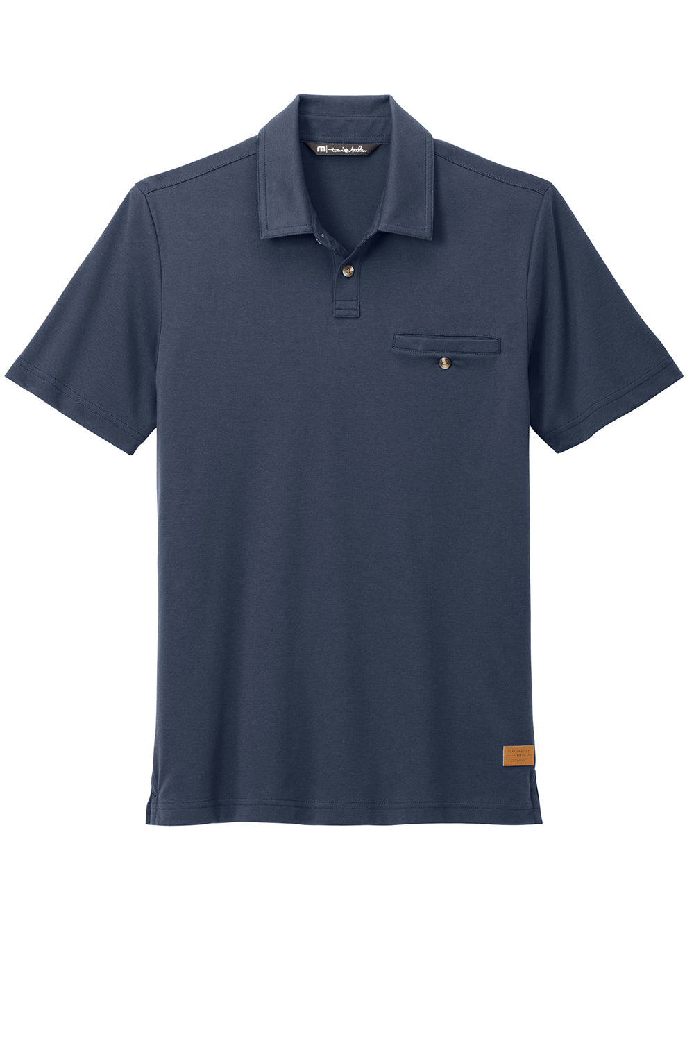 TravisMathew TM1MZ344 Mens Sunsetters Moisture Wicking Short Sleeve Polo Shirt w/ Pocket Blue Nights Flat Front
