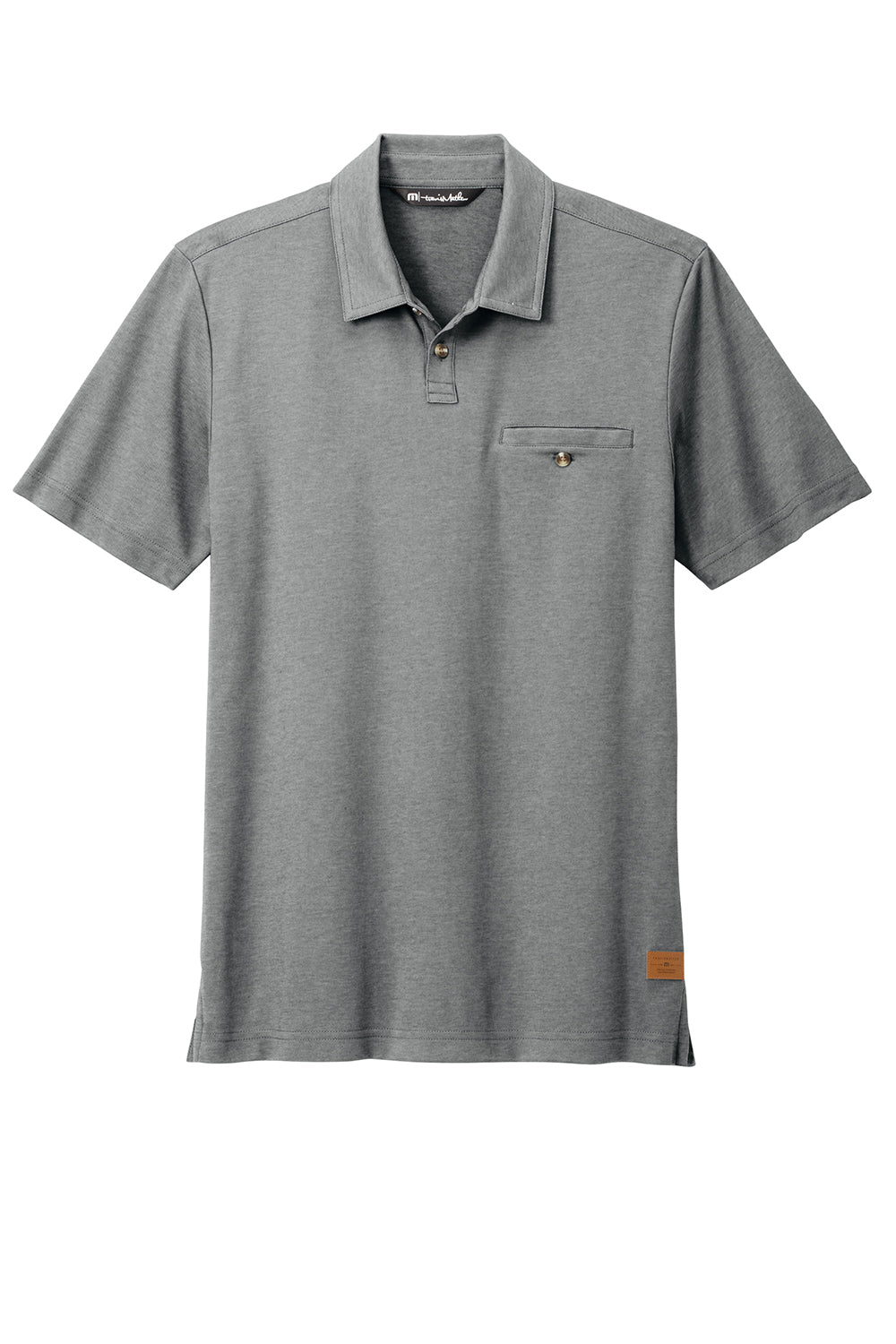 TravisMathew TM1MZ344 Mens Sunsetters Moisture Wicking Short Sleeve Polo Shirt w/ Pocket Heather Grey Flat Front
